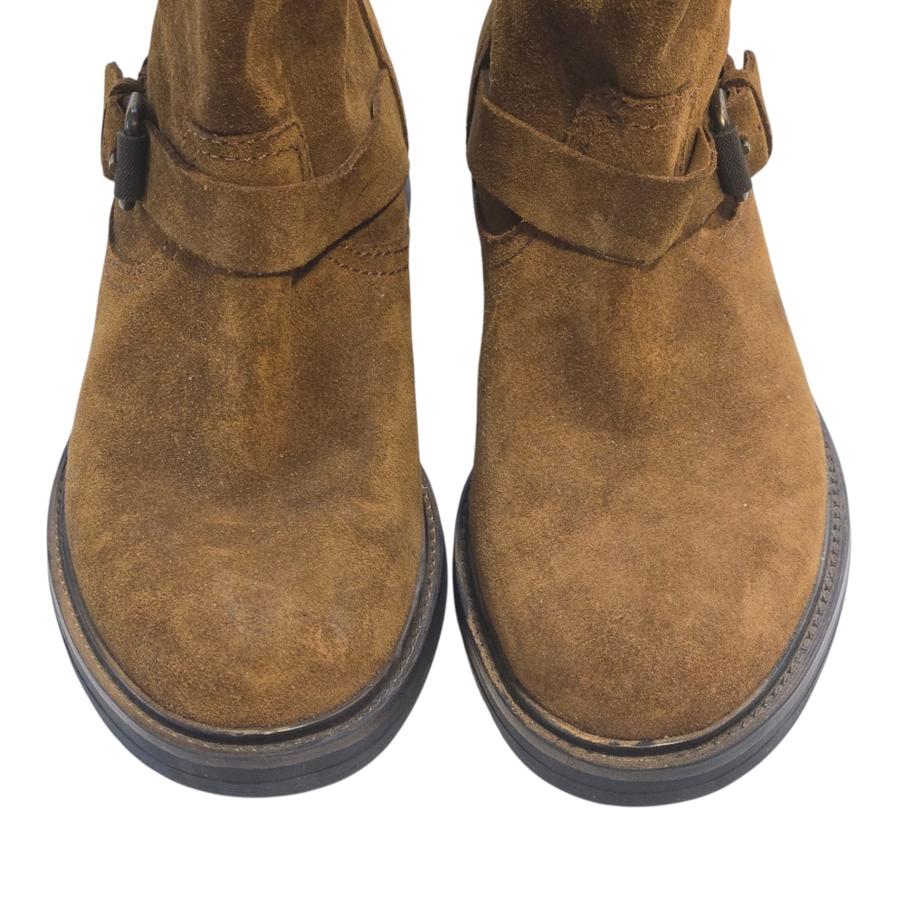 J. Crew Miller Brown Suede Boots Buckle Moto Biker Engineer 6.5B Pullon Like New - Picture 3 of 9